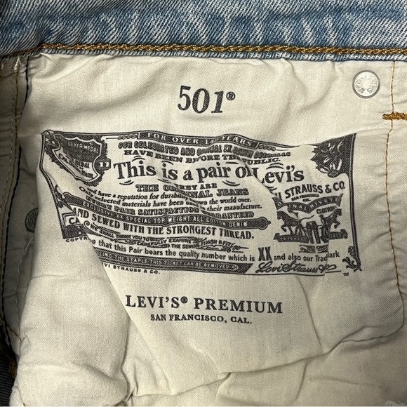 Levi Premium 501 Original Sport Stripe Cropped Jeans. Blue Size 27 #785 - Picture 9 of 12